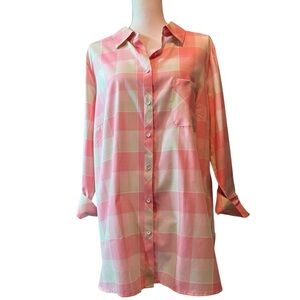 Foxcroft Pink and Light Green Plaid Button Down Shirt Size 18W NWT